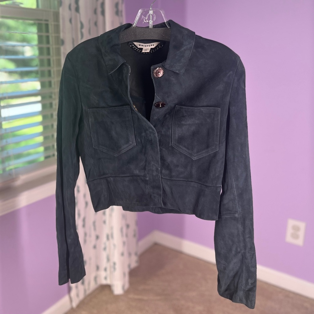 Whistles Suede Cropped Biker Jacket